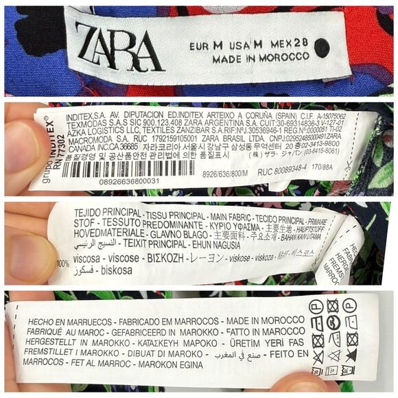 ZARA Shoulder Pad Patchwork Floral Blouse in Black/Multicolor | Size Medium - Picture 8 of 10